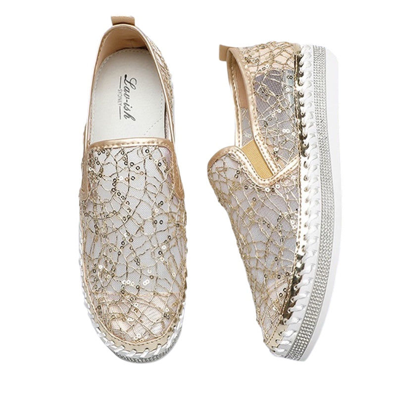 Gold Sparkle Lacy Slip-On