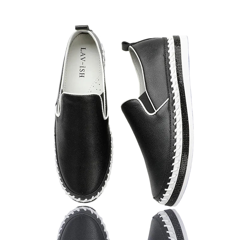 Black Leather Classic Harper Slip on