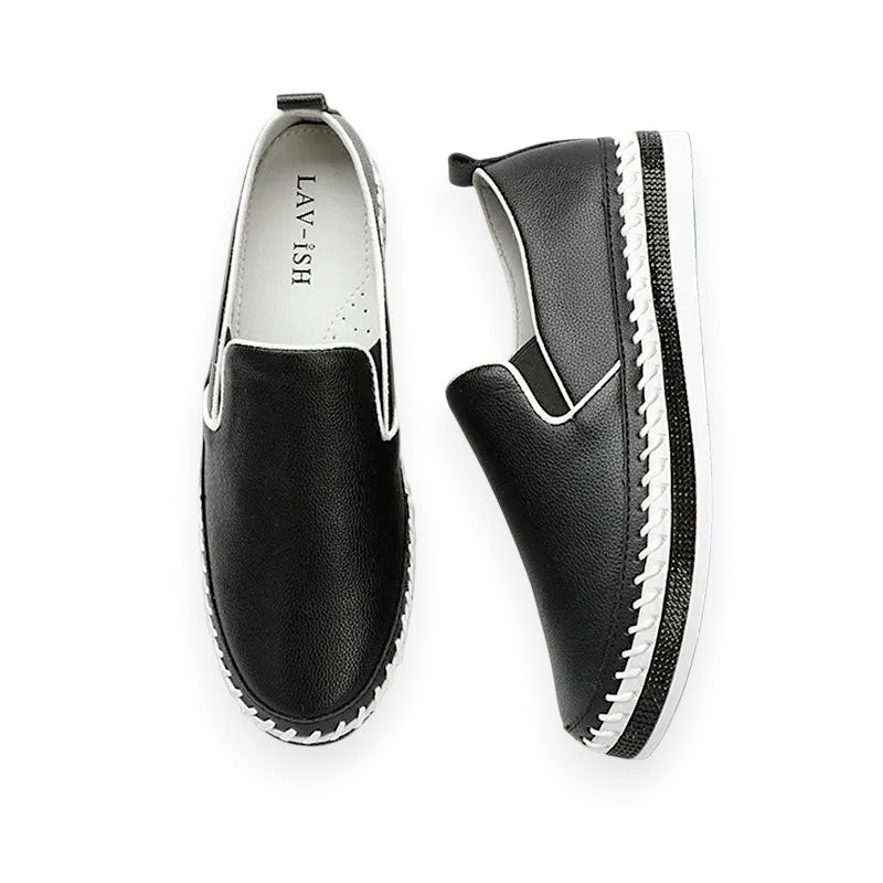 Black Leather Classic Harper Slip on