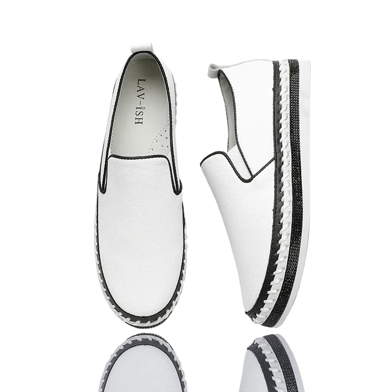 White Leather Classic Harper Slip on