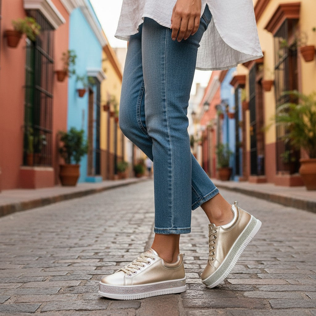Gold Leather Lux Sneakers