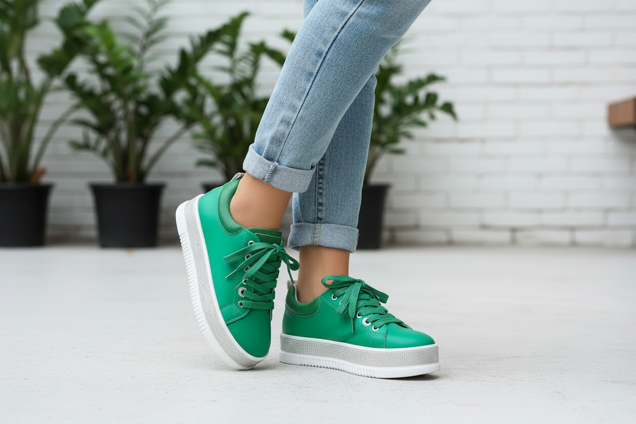 Green Leather Lux Sneakers