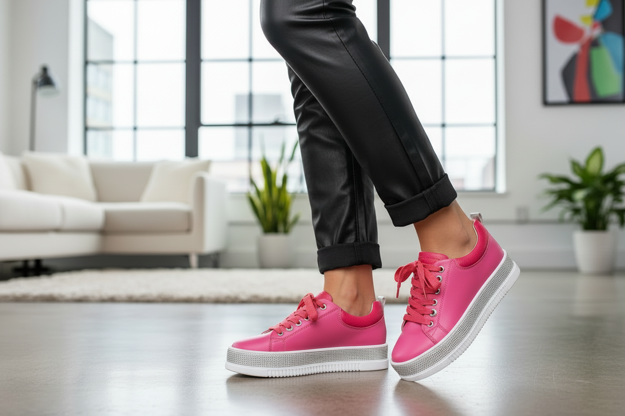 Hot Pink Leather Lux Sneakers