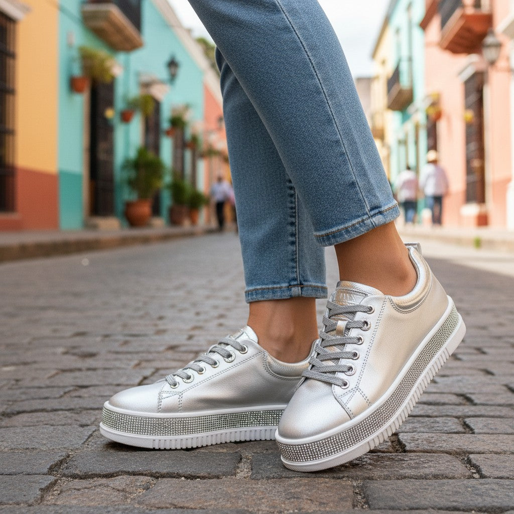 Silver Leather Lux Sneakers