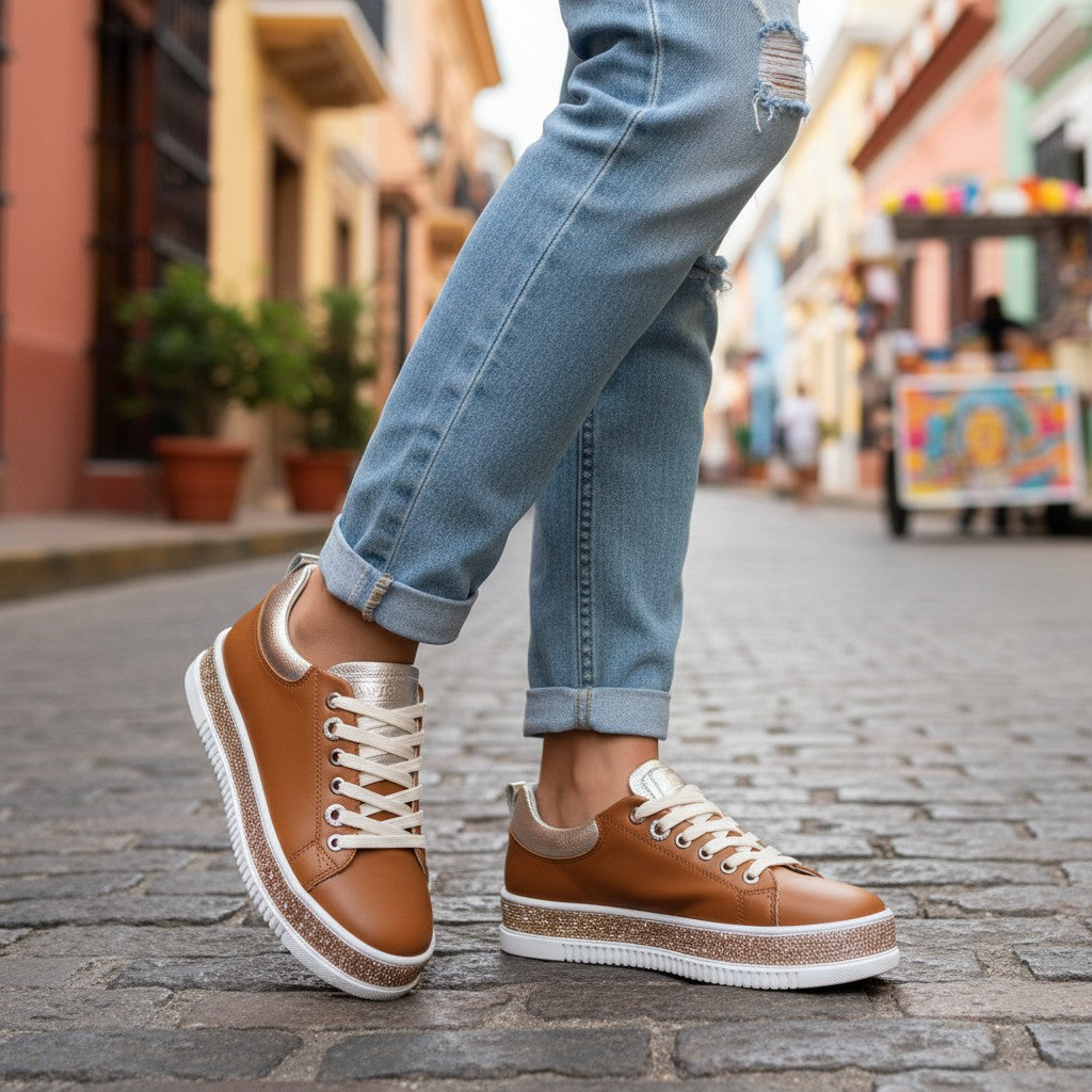 Tan Leather Lux Sneakers
