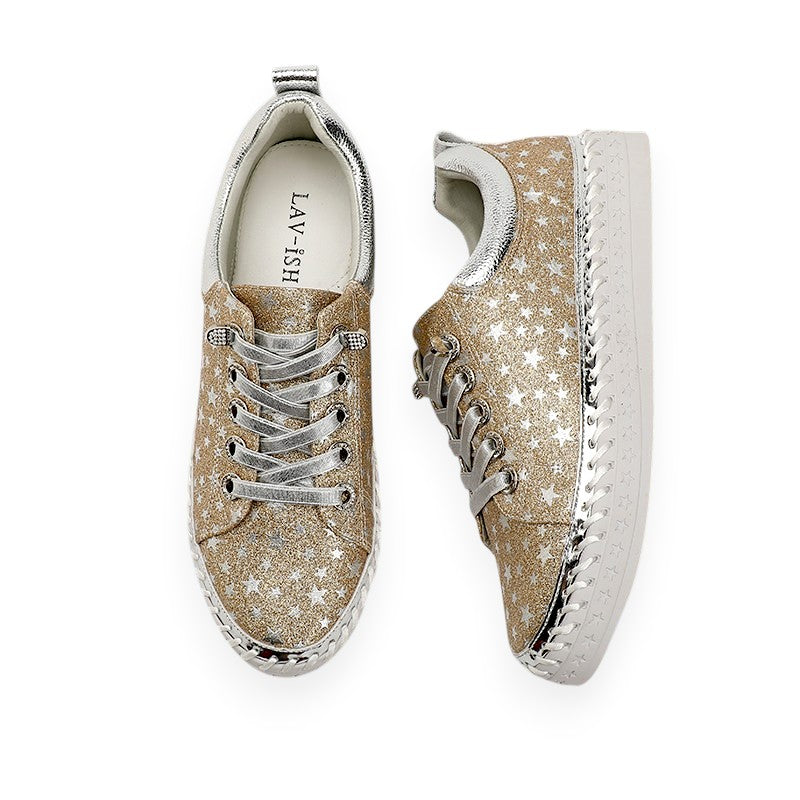 Lavish Glittery Twinkle Sneakers — Gold