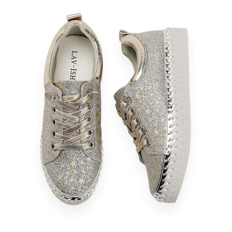 Lavish Glittery Twinkle Sneakers — Silver