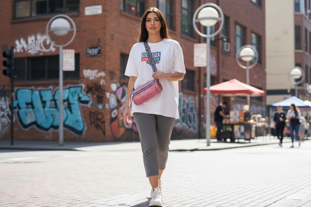 Pink Sequin Covered Barrel Bag