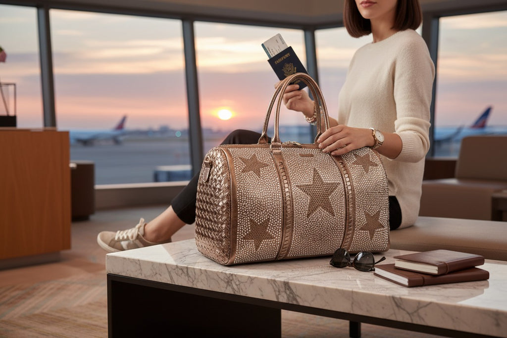 Bronze Woven Carry On Luggage