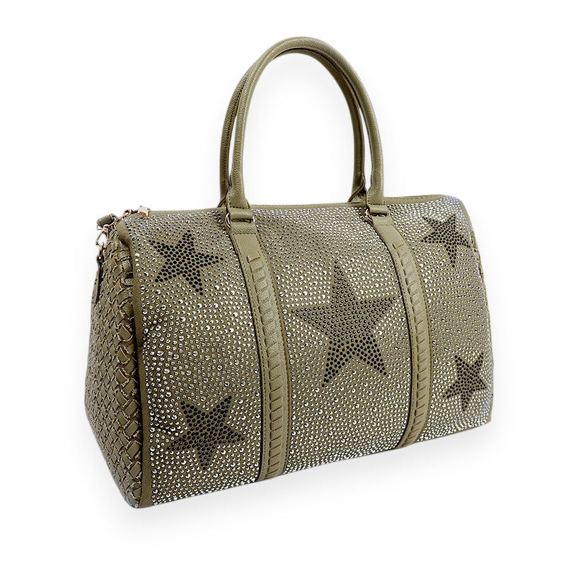 Khaki Woven Carry On Luggage
