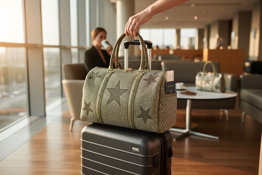 Khaki Woven Carry On Luggage