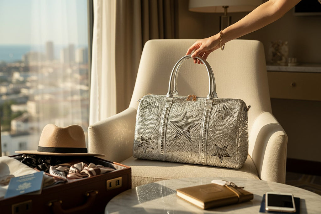Silver Woven Carry On Luggage