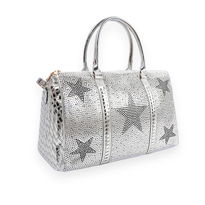 Silver Woven Carry On Luggage