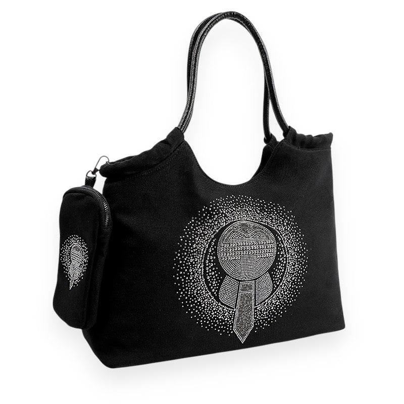 Black Canvas Tote with Mini Pouch