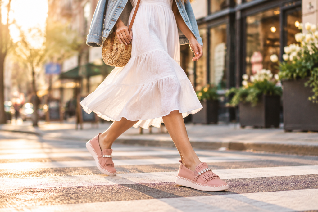 Lavish Collective Fringe Detail Leather Loafer — Blush