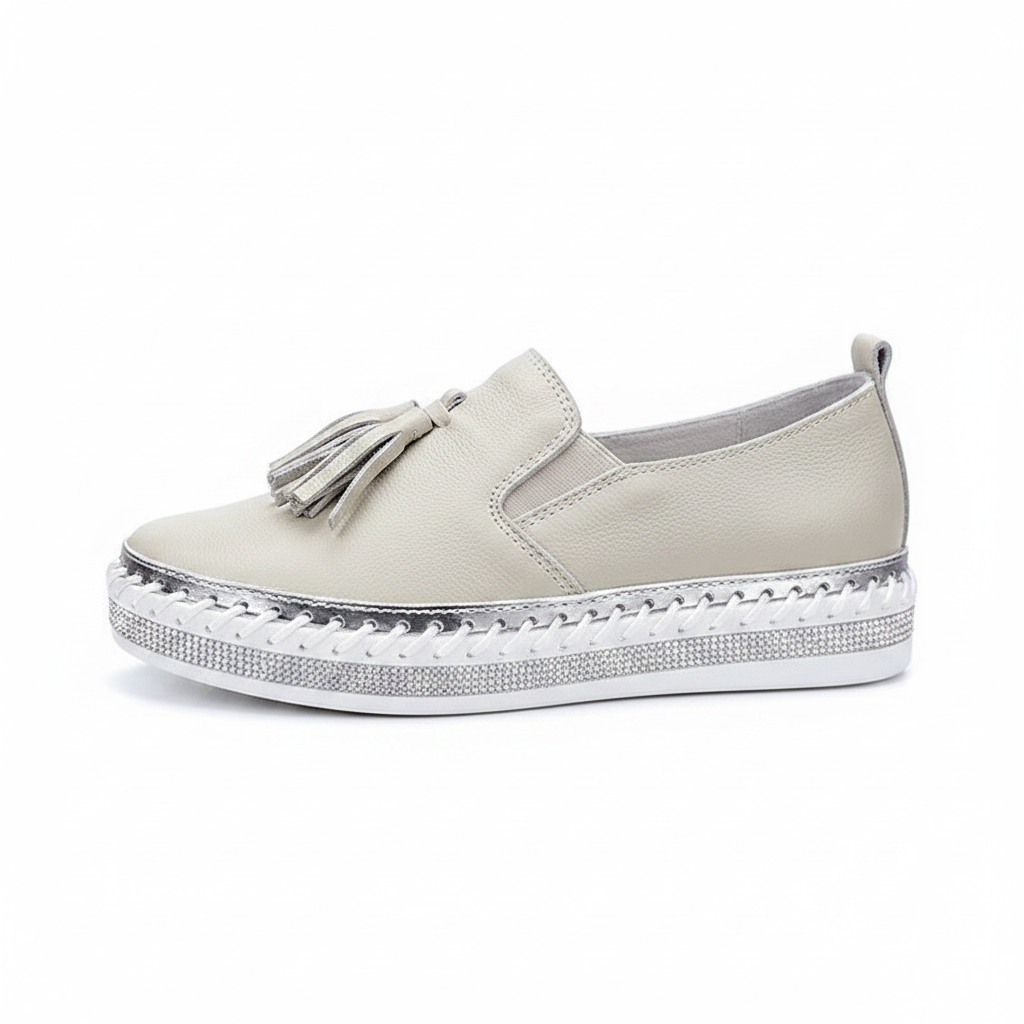 Beige Tassel Sneaker