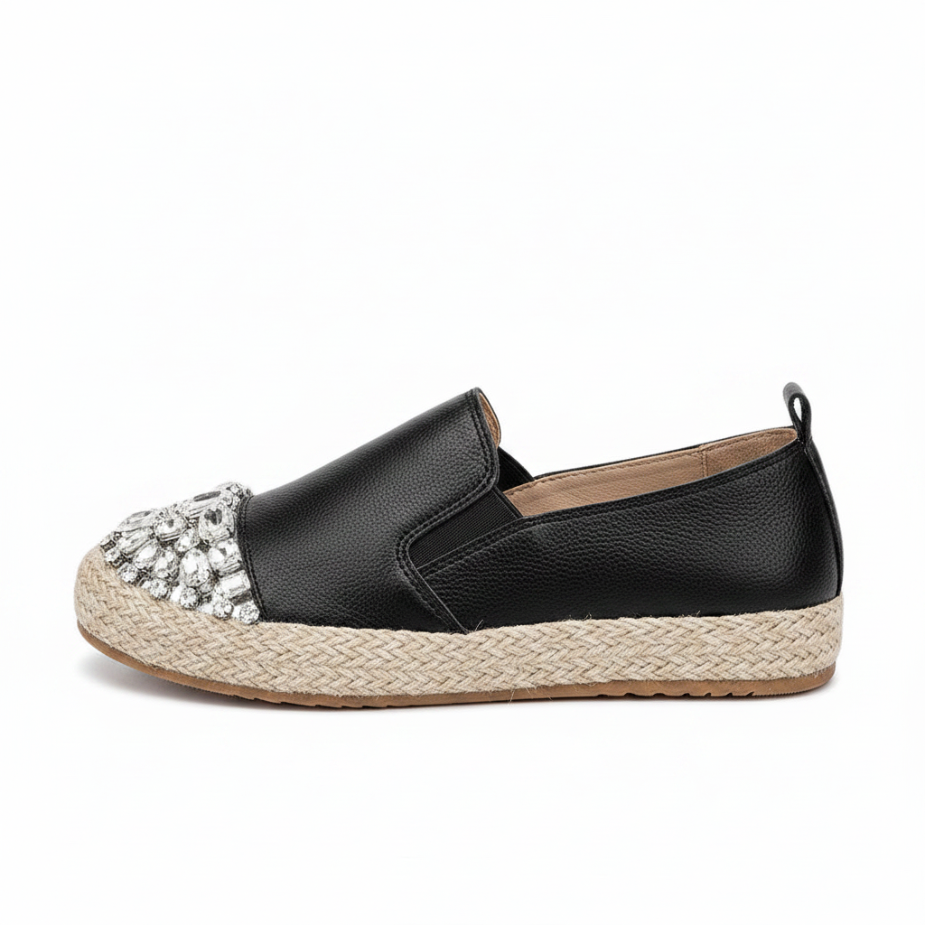 Black Jewelled Espadrille - Single Hero