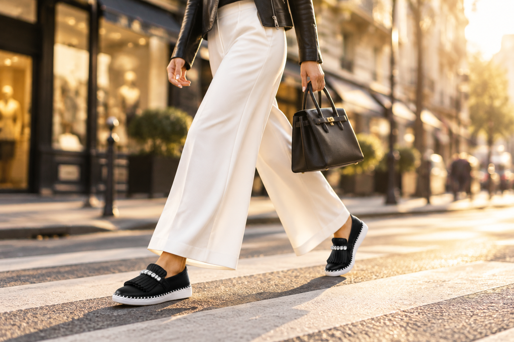Lavish Collective Fringe Detail Leather Loafer — Black