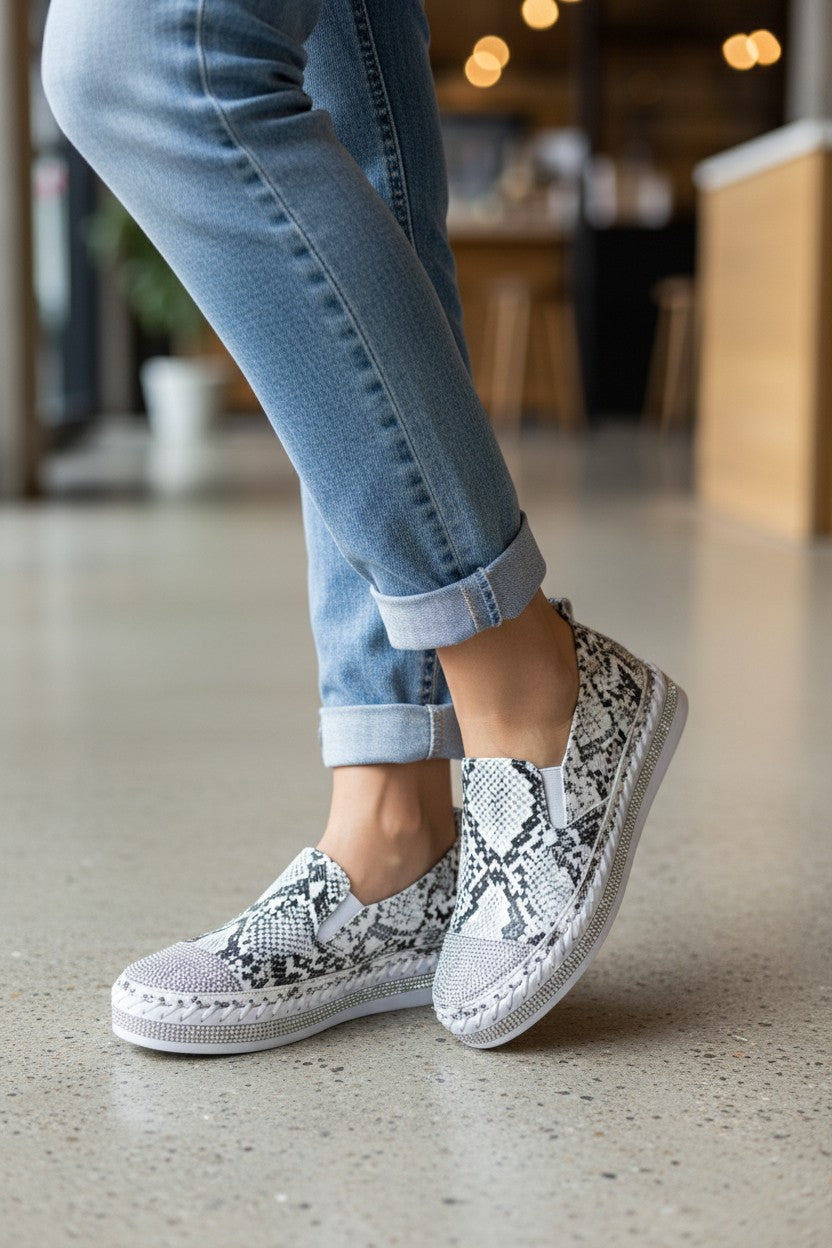 Snakeskin Bling Sneakers