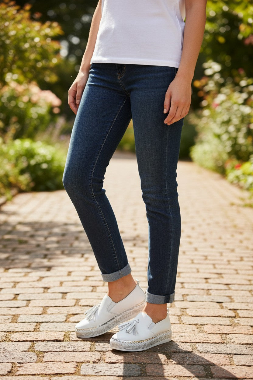 White Leather Tassel Slip‑On Sneaker