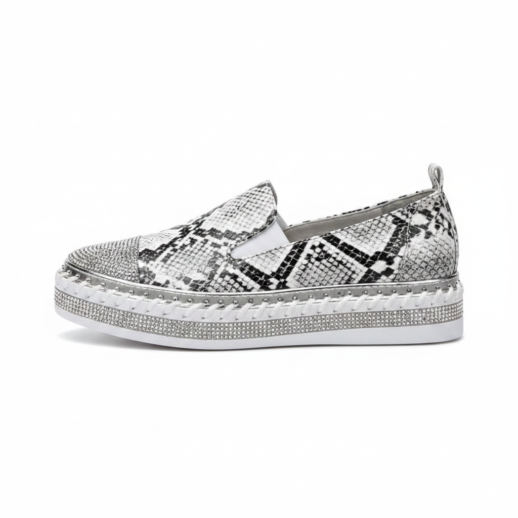 Snakeskin Tan/White